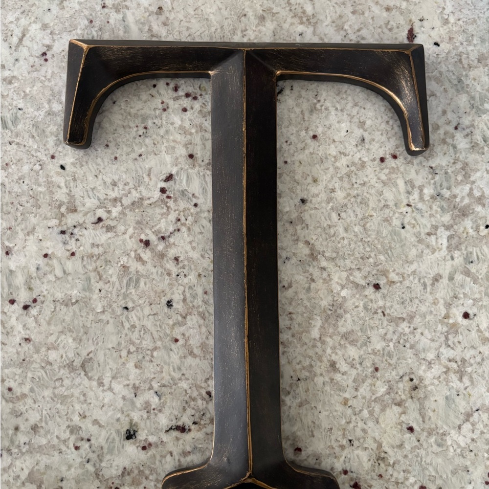 Hobby Lobby Distressed Brown and Bronze Metal Letter T Wall Decor